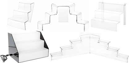 Acrylic Display Risers Clear Pedestal, Stair Step Display Shelves