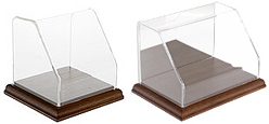 Slanted Front Acrylic Display Cases with Hardwood Base