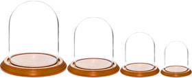 Glass Domes with Oak Veneer Bases