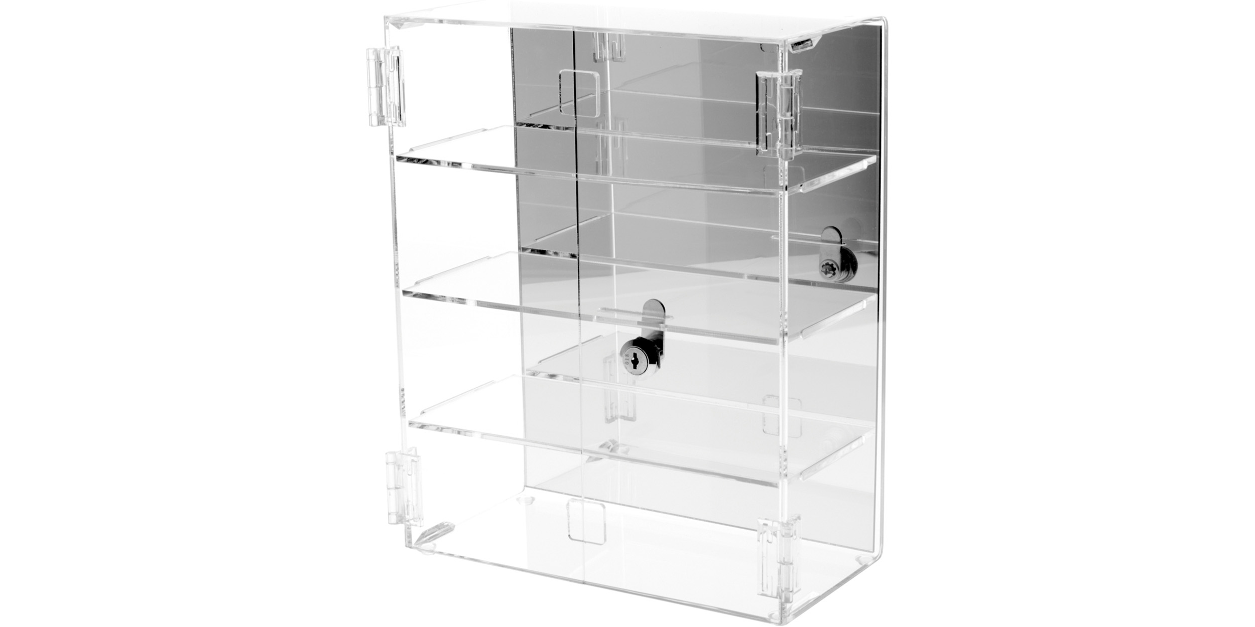 Mirrored Acrylic Locking Cases with Hinged Doors
