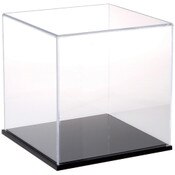 Plymor Clear Acrylic Display Case with Black Base, 10" x 10" x 10"