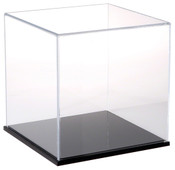 Plymor Clear Acrylic Display Case with Black Base, 10" x 10" x 10"