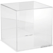 Plymor Clear Acrylic Display Case with Clear Base (Mirror Back), 10" x 10" x 10"