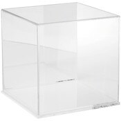 Plymor Clear Acrylic Display Case with Clear Base (Mirror Back), 10" x 10" x 10"