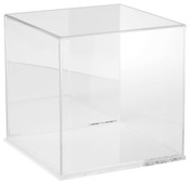 Plymor Clear Acrylic Display Case with Clear Base (Mirror Back), 10" x 10" x 10"