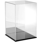 Plymor Clear Acrylic Display Case with Black Base (Mirror Back), 10" W x 10" D x 15" H