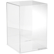 Plymor Clear Acrylic Display Case with Clear Base (Mirror Back), 10" W x 10" D x 15" H