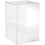 Plymor Clear Acrylic Display Case with Clear Base (Mirror Back), 10" W x 10" D x 15" H