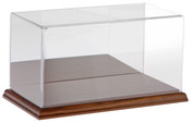 Plymor Clear Acrylic Display Case with Hardwood Base (Mirror Back), 10" W x 5" D x 5" H