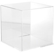 Plymor Clear Acrylic Display Case with Clear Base (Mirror Back), 12" x 12" x 12"