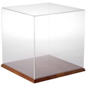 Plymor Clear Acrylic Display Case with Hardwood Base, 12" x 12" x 12"