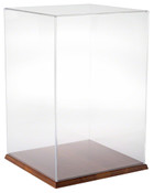 Plymor Clear Acrylic Display Case with Hardwood Base, 12" W x 12" D x 18" H