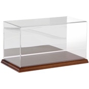 Plymor Clear Acrylic Display Case with Hardwood Base (Mirror Back), 12" W x 6" D x 6" H