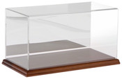 Plymor Clear Acrylic Display Case with Hardwood Base (Mirror Back), 12" W x 6" D x 6" H