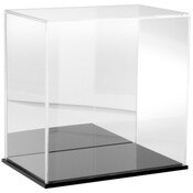 Plymor Clear Acrylic Display Case with Black Base (Mirror Back), 12" W x 8" D x 12" H
