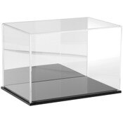 Plymor Clear Acrylic Display Case with Black Base (Mirror Back), 12" W x 8" D x 8" H