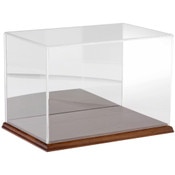 Plymor Clear Acrylic Display Case with Hardwood Base (Mirror Back), 12" W x 8" D x 8" H