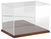 Plymor Clear Acrylic Display Case with Hardwood Base (Mirror Back), 12" W x 8" D x 8" H
