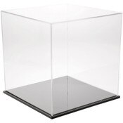 Plymor Clear Acrylic Display Case with Black Base, 13" x 13" x 13"