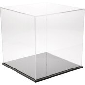 Plymor Clear Acrylic Display Case with Black Base, 13" x 13" x 13"