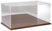 Plymor Clear Acrylic Display Case with Hardwood Base (Mirror Back), 20" W x 12" D x 9" H