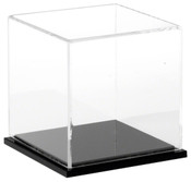 Plymor Clear Acrylic Display Case with Black Base, 4" x 4" x 4"