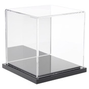 Plymor Clear Acrylic Display Case with Black Base (Mirror Back), 4" x 4" x 4"
