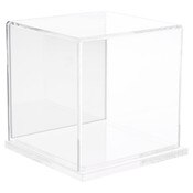 Plymor Clear Acrylic Display Case with Clear Base (Mirror Back), 4" x 4" x 4"