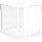 Plymor Clear Acrylic Display Case with Clear Base (Mirror Back), 4" x 4" x 4"