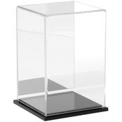 Plymor Clear Acrylic Display Case with Black Base (Mirror Back), 4" W x 4" D x 6" H