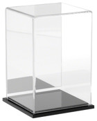 Plymor Clear Acrylic Display Case with Black Base (Mirror Back), 4" W x 4" D x 6" H