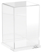 Plymor Clear Acrylic Display Case with Clear Base (Mirror Back), 4" W x 4" D x 6" H
