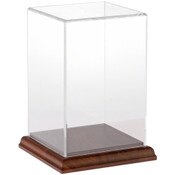 Plymor Clear Acrylic Display Case with Hardwood Base, 4" W x 4" D x 6" H
