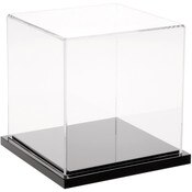 Plymor Clear Acrylic Display Case with Black Base, 5" x 5" x 5"