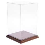 Plymor Clear Acrylic Display Case with Hardwood Base, 5" W x 5" D x 8" H