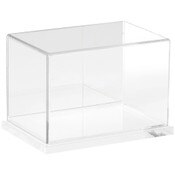 Plymor Clear Acrylic Display Case with Clear Base (Mirror Back), 6" W x 4" D x 4" H
