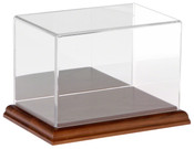 Plymor Clear Acrylic Display Case with Hardwood Base (Mirror Back), 6" W x 4" D x 4" H