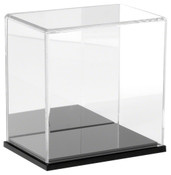 Plymor Clear Acrylic Display Case with Black Base (Mirror Back), 6" W x 4" D x 6" H