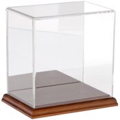 Plymor Clear Acrylic Display Case with Hardwood Base (Mirror Back), 6" W x 4" D x 6" H