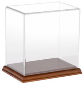Plymor Clear Acrylic Display Case with Hardwood Base, 6" W x 4" D x 6" H