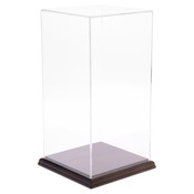 Plymor Clear Acrylic Display Case with Hardwood Base, 6" W x 6" D x 12" H