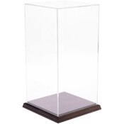 Plymor Clear Acrylic Display Case with Hardwood Base, 6" W x 6" D x 12" H