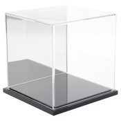 Plymor Clear Acrylic Display Case with Black Base (Mirror Back), 6" x 6" x 6"