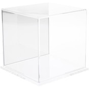 Plymor Clear Acrylic Display Case with Clear Base (Mirror Back), 6" x 6" x 6"