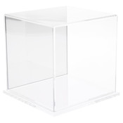 Plymor Clear Acrylic Display Case with Clear Base (Mirror Back), 6" x 6" x 6"