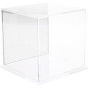 Plymor Clear Acrylic Display Case with Clear Base (Mirror Back), 6" x 6" x 6"