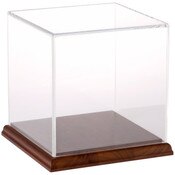 Plymor Clear Acrylic Display Case with Hardwood Base, 6" x 6" x 6"