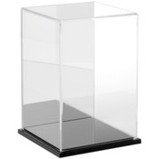 Plymor Clear Acrylic Display Case with Black Base (Mirror Back), 6" W x 6" D x 9" H