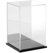 Plymor Clear Acrylic Display Case with Black Base (Mirror Back), 6" W x 6" D x 9" H