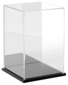 Plymor Clear Acrylic Display Case with Black Base (Mirror Back), 6" W x 6" D x 9" H